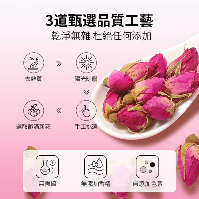 潤和花茶YEUNWO TEA-重瓣紅玫瑰花茶（無熏硫磺） 65g 美容養顏 安神助眠 排毒養顔 祛濕茶 養生花茶